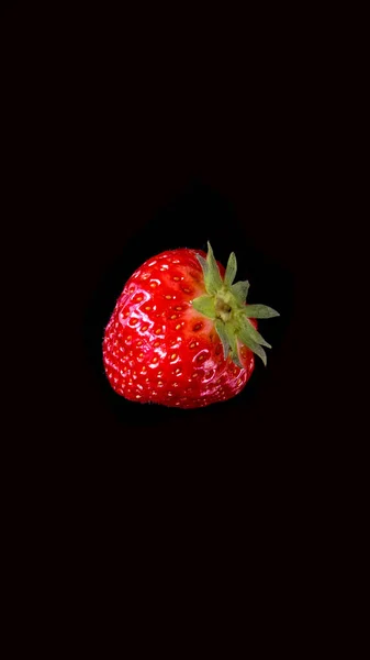 Strawberries Black Background Close Copy Space — Stockfoto