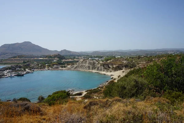 Wspaniały Krajobraz Widokiem Morze Śródziemne Kolymbia Flag Hill Kolympia Rodos — Zdjęcie stockowe