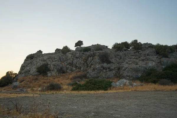 Magnifique Paysage Montagneux Avec Végétation Méditerranéenne Août Kolympia Rhodes Grèce — Photo