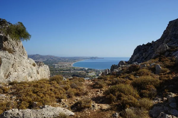 Magnífica Paisagem Com Olhar Para Mar Mediterrâneo Arquitetura Aldeia Kolympia — Fotografia de Stock