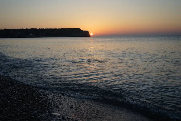 Soluppgång Över Medelhavet Utanför Kusten Staden Kolympia Rhodos Grekland — Stockfoto