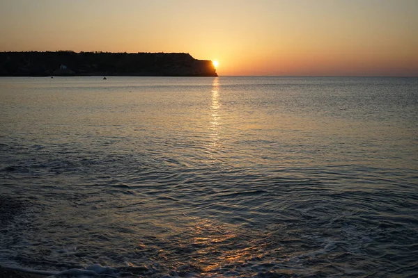 Sonnenaufgang Über Dem Mittelmeer Vor Der Küste Der Stadt Kolympia — Stockfoto