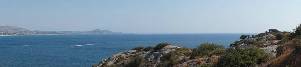 Panorama Fotográfico Bela Paisagem Mediterrânica Com Flag Hill Kolympia Rodes — Fotografia de Stock