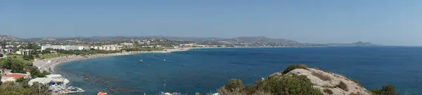 Fotografické Panorama Krásná Středomořská Krajina Flag Hill Kolympia Rhodos Řecko — Stock fotografie