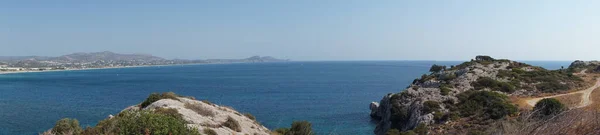 Foto Panorama Hermoso Paisaje Mediterráneo Con Flag Hill Kolympia Rodas —  Fotos de Stock