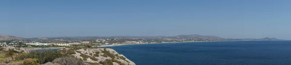 Fotografické Panorama Krásná Středomořská Krajina Flag Hill Kolympia Rhodos Řecko — Stock fotografie