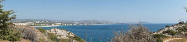 パノラマ写真 フラッグ ヒルと美しい地中海の風景 コリンピア ロードス島 ギリシャ — ストック写真