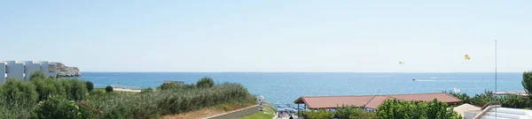 Yunanistan Rodos Kentindeki Kolympia Köyündeki Akdeniz Tatil Beldesinin Fotoğraf Panoraması — Stok fotoğraf