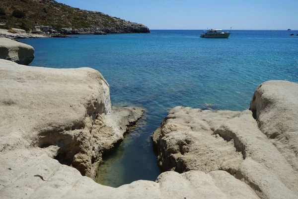 Magnifik Havsutsikt Med Klippig Kust Kolimpia Rhodos Grekland — Stockfoto