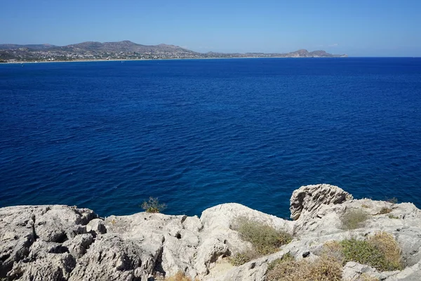 Magnífico Paisaje Marino Con Costa Rocosa Kolimpia Rodas Grecia —  Fotos de Stock