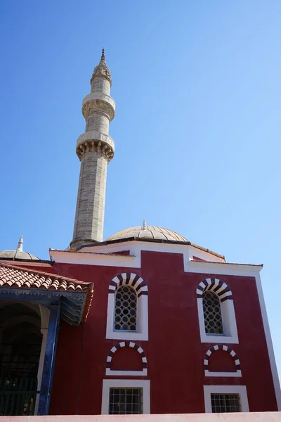 Suleiman Moschee Nella Storica Città Rodi Moschea Colore Rosa Dal — Foto Stock