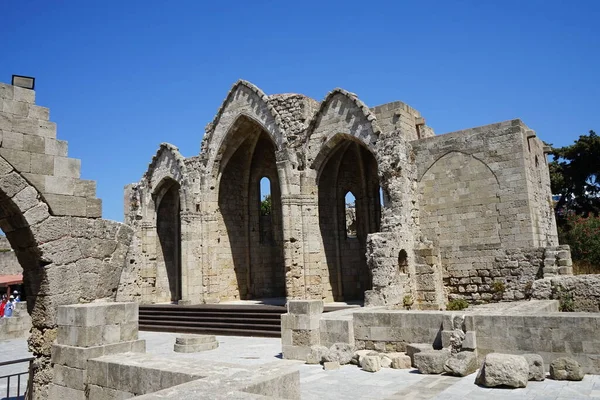 Średniowieczny Kościół Matki Boskiej Historycznym Mieście Rodos Grecja — Zdjęcie stockowe