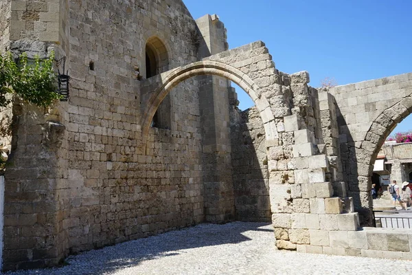 Arquitetura Antiga Cidade Medieval Rodes Grécia — Fotografia de Stock