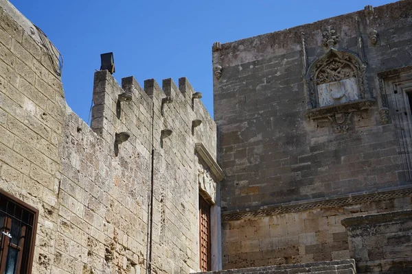 Starożytna Architektura Średniowiecznym Mieście Rodos Grecja — Zdjęcie stockowe