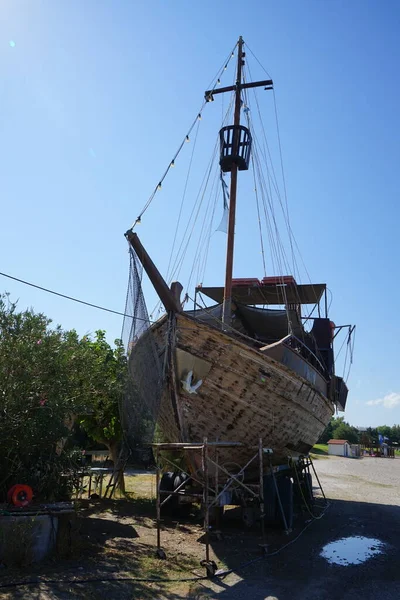 Barco Perla Negra Costa Del Pueblo Kolympia Rodas Grecia — Foto de Stock