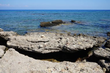 Kolimpia, Rodos, Yunanistan kıyılarından muhteşem deniz manzarası   