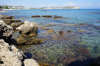 Kolimpia, Rodos, Yunanistan kıyılarından muhteşem deniz manzarası   