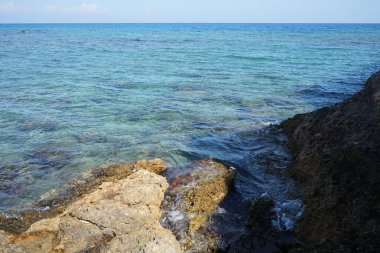 Kolimpia, Rodos, Yunanistan kıyılarından muhteşem deniz manzarası   