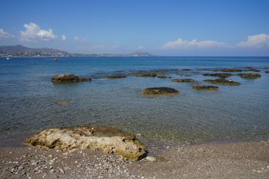 Kolimpia, Rodos, Yunanistan kıyılarından muhteşem deniz manzarası   