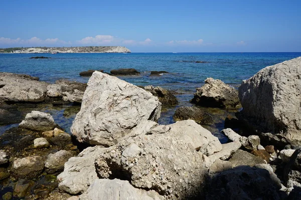 Υπέροχη Θέα Στη Θάλασσα Από Τις Ακτές Της Κολυμπίας Ρόδος — Φωτογραφία Αρχείου