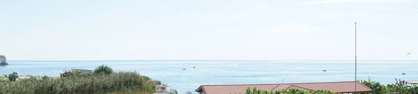 Panorama Fotográfico Magnífica Vista Para Mar Costa Kolimpia Rodes Grécia — Fotografia de Stock