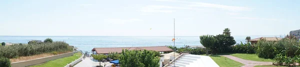 Panorama Photo Magnifique Vue Mer Depuis Côte Kolimpia Rhodes Grèce — Photo