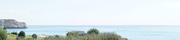 Panorama Zdjęć Wspaniały Widok Morze Wybrzeża Kolimpii Rodos Grecja — Zdjęcie stockowe