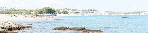 Photo Panorama Magnificent Sea View Coast Kolimpia Rhodes Greece — Fotografia de Stock