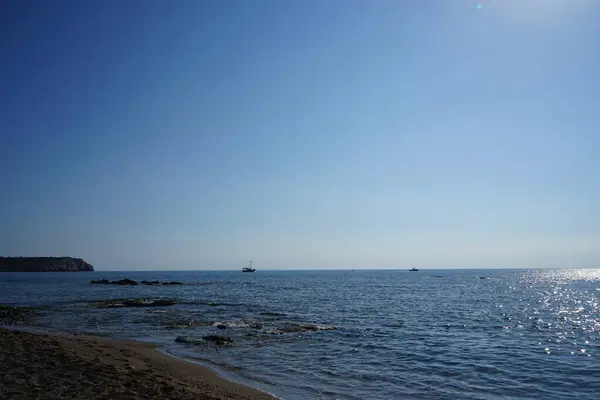 Vista Mar Desde Playa Del Pueblo Kolimpia Rodas Grecia —  Fotos de Stock