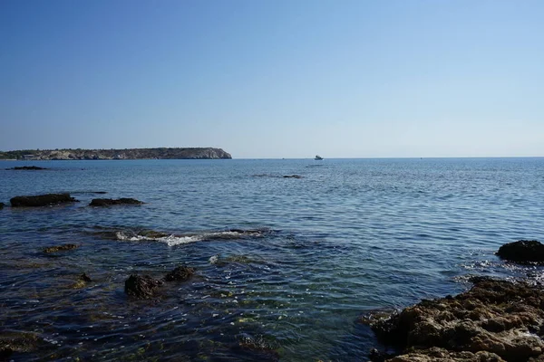 Výhled Moře Pláže Vesnice Kolimpia Rhodos Řecko — Stock fotografie