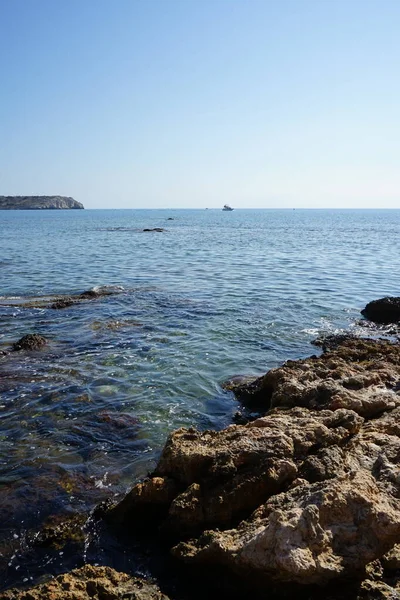 Uitzicht Zee Vanaf Het Strand Van Kolimpia Dorp Rhodos Griekenland — Stockfoto