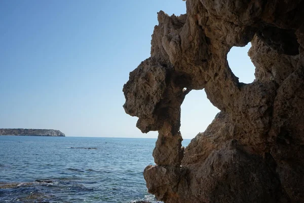 Výhled Moře Pláže Vesnice Kolimpia Rhodos Řecko — Stock fotografie