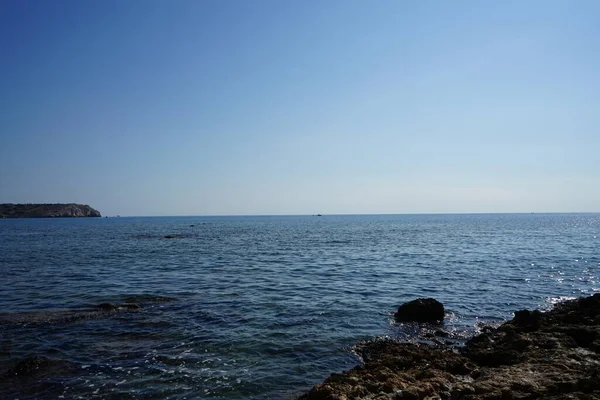 Uitzicht Zee Vanaf Het Strand Van Kolimpia Dorp Rhodos Griekenland — Stockfoto