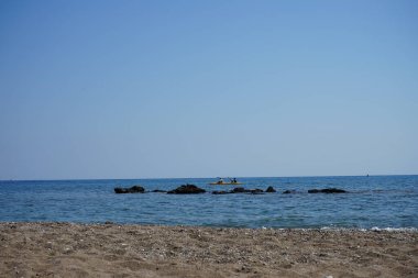 Yunanistan 'ın Rodos kentindeki Kolimpia köyünden deniz manzarası  