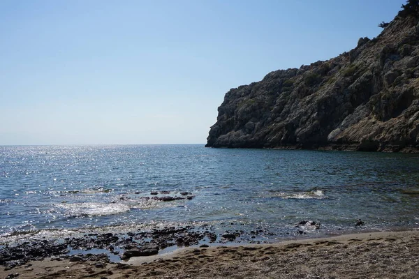 Vista Mar Desde Playa Del Pueblo Kolimpia Rodas Grecia — Foto de Stock