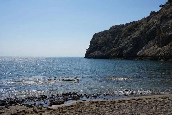 Vista Mar Desde Playa Del Pueblo Kolimpia Rodas Grecia —  Fotos de Stock