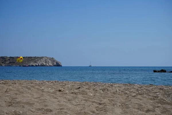 Vista Mar Praia Vila Kolimpia Rodes Grécia — Fotografia de Stock