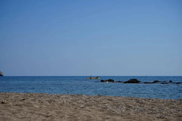 Vista Mar Desde Playa Del Pueblo Kolimpia Rodas Grecia — Foto de Stock