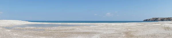 Photo Panorama Mouth Lutani River Which Flows Sea Village Kolimpia — стоковое фото