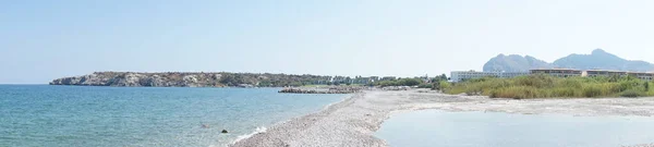 Fotoğraf Panoraması Denize Akan Lutani Nehri Nin Ağzı Yunanistan Rodos — Stok fotoğraf