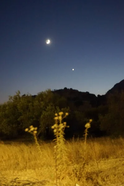 Landscape Moon Kolimpia Rhodes Greece — стоковое фото