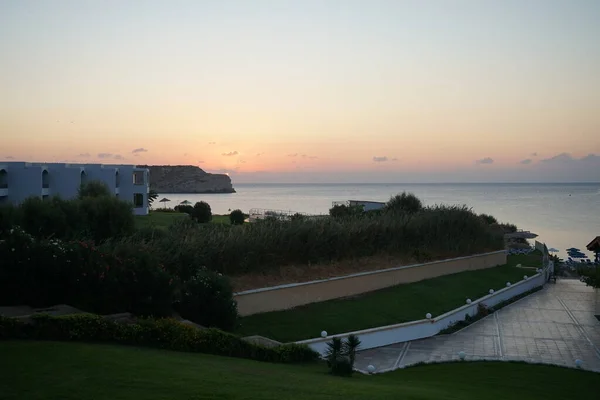 Sunrise Sea Coast Resort Area Village Kolimpia Rhodes Greece — Fotografia de Stock
