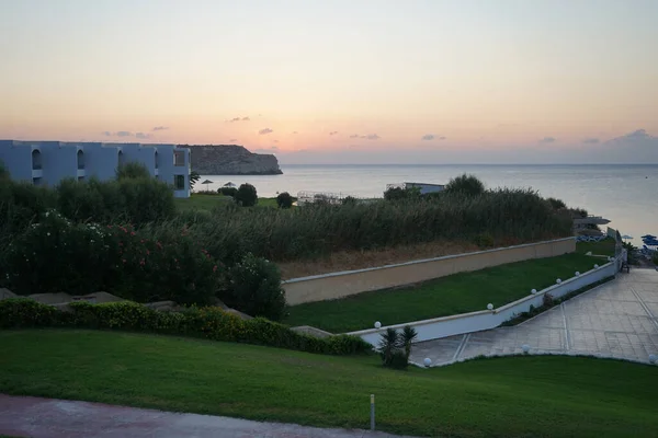 Sunrise Sea Coast Resort Area Village Kolimpia Rhodes Greece — Fotografia de Stock