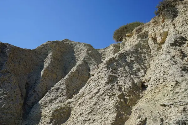 Beautiful mountain landscape with drought-resistant vegetation at Theotokos hill in Kolimpia, Rhodes, Greece 