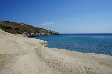  View of the sea from the coast of the village of Kolimpia, Rhodes, Greece 