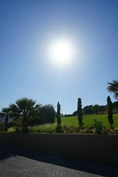Sun Shining Beautiful Park Landscape Recreation Area Kolimpia Rhodes Greece — Stockfoto