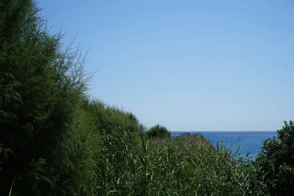 Vista Del Mar Desde Costa Del Pueblo Kolimpia Rodas Grecia —  Fotos de Stock