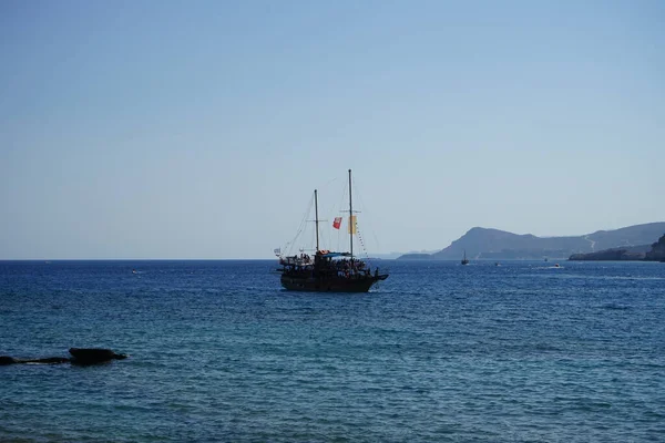 Sailboat Coast Kolimpia Rhodes Greece — Stockfoto