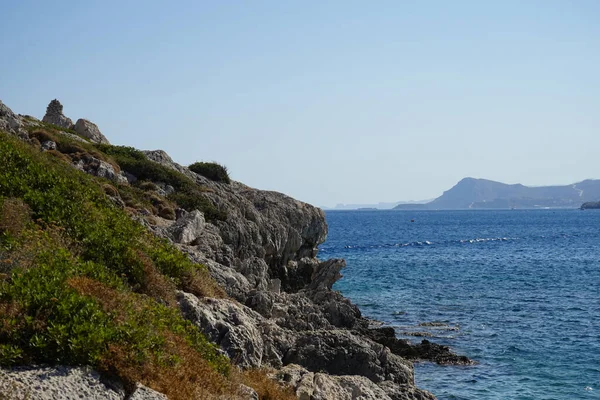 Θάλασσα Και Ακτή Του Χωριού Κολυμπία Ρόδος Ελλάδα — Φωτογραφία Αρχείου