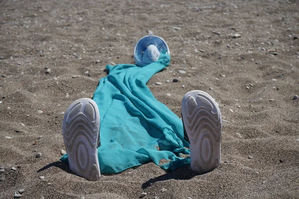 Humorous Decorative Composition Sandy Beach Kolimpia Rhodes Greece — 图库照片